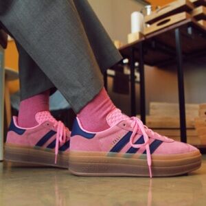 Adidas Women's Pink and Blue Gazelle Sneakers